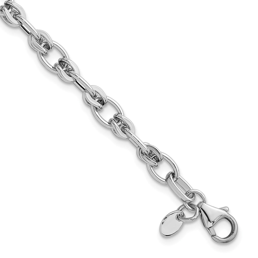 Ovals Fancy Link Bracelet in 14K White Gold - Sophia Jewelers