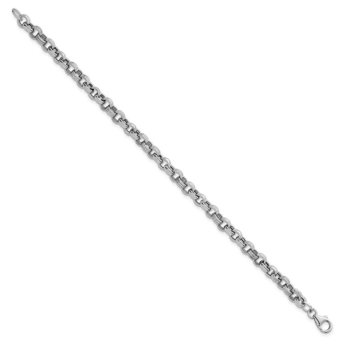 Fancy Link Bracelet in 14K White Gold, Textured - Sophia Jewelers