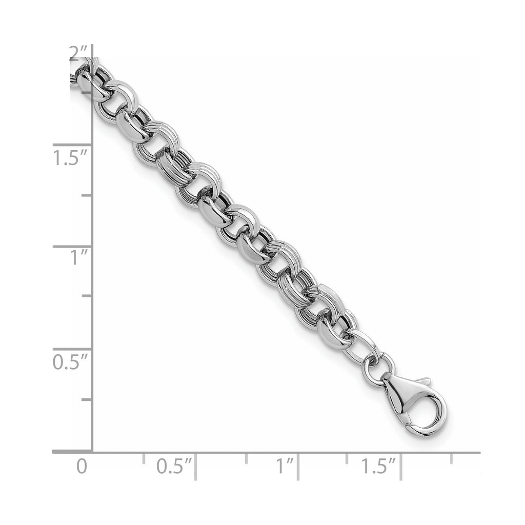 Fancy Link Bracelet in 14K White Gold, Textured - Sophia Jewelers