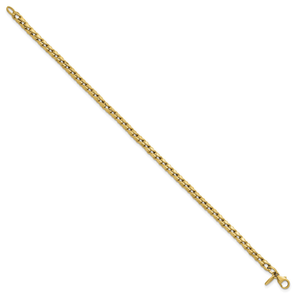 Fancy Twist Curb Bracelet in 14K Yellow Gold - Sophia Jewelers
