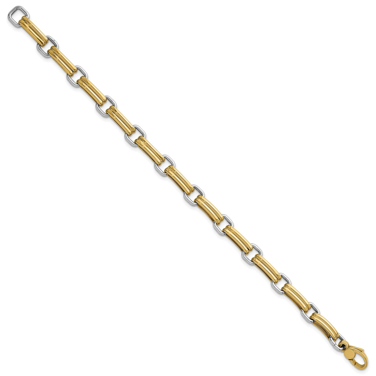 Fancy Link Bracelet in 14K Two-Tone Gold, Textured - Sophia Jewelers