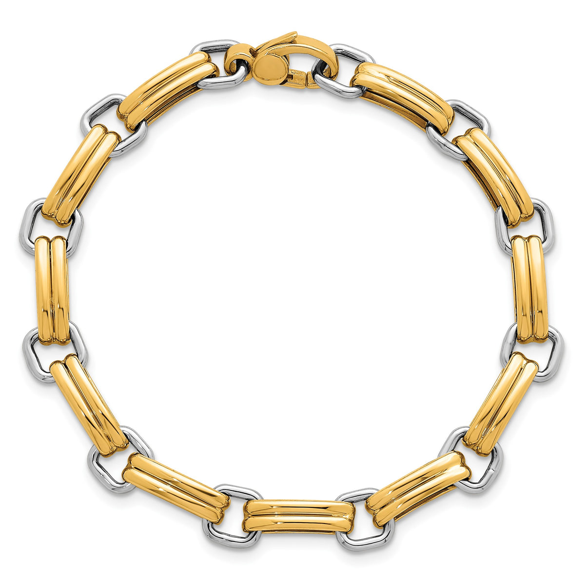 Fancy Link Bracelet in 14K Two-Tone Gold, Textured - Sophia Jewelers