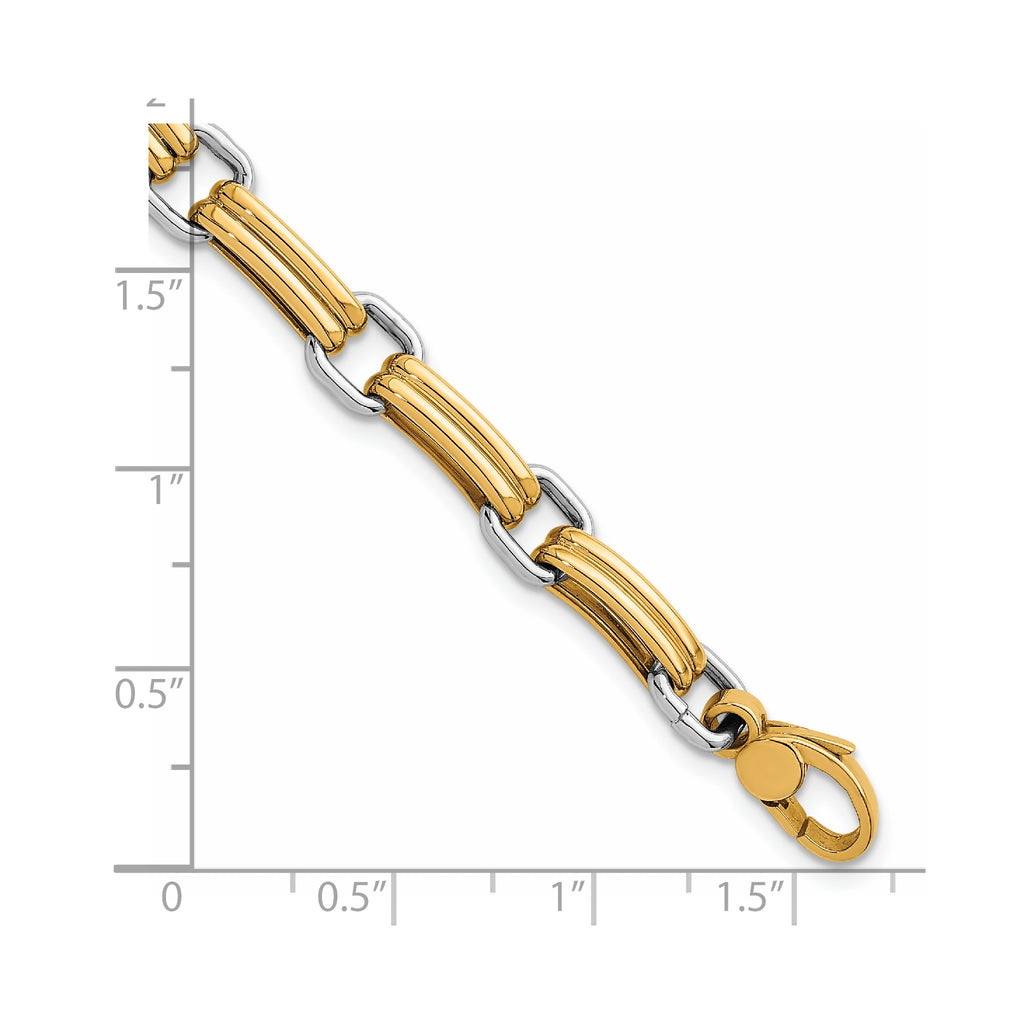 Fancy Link Bracelet in 14K Two-Tone Gold, Textured - Sophia Jewelers