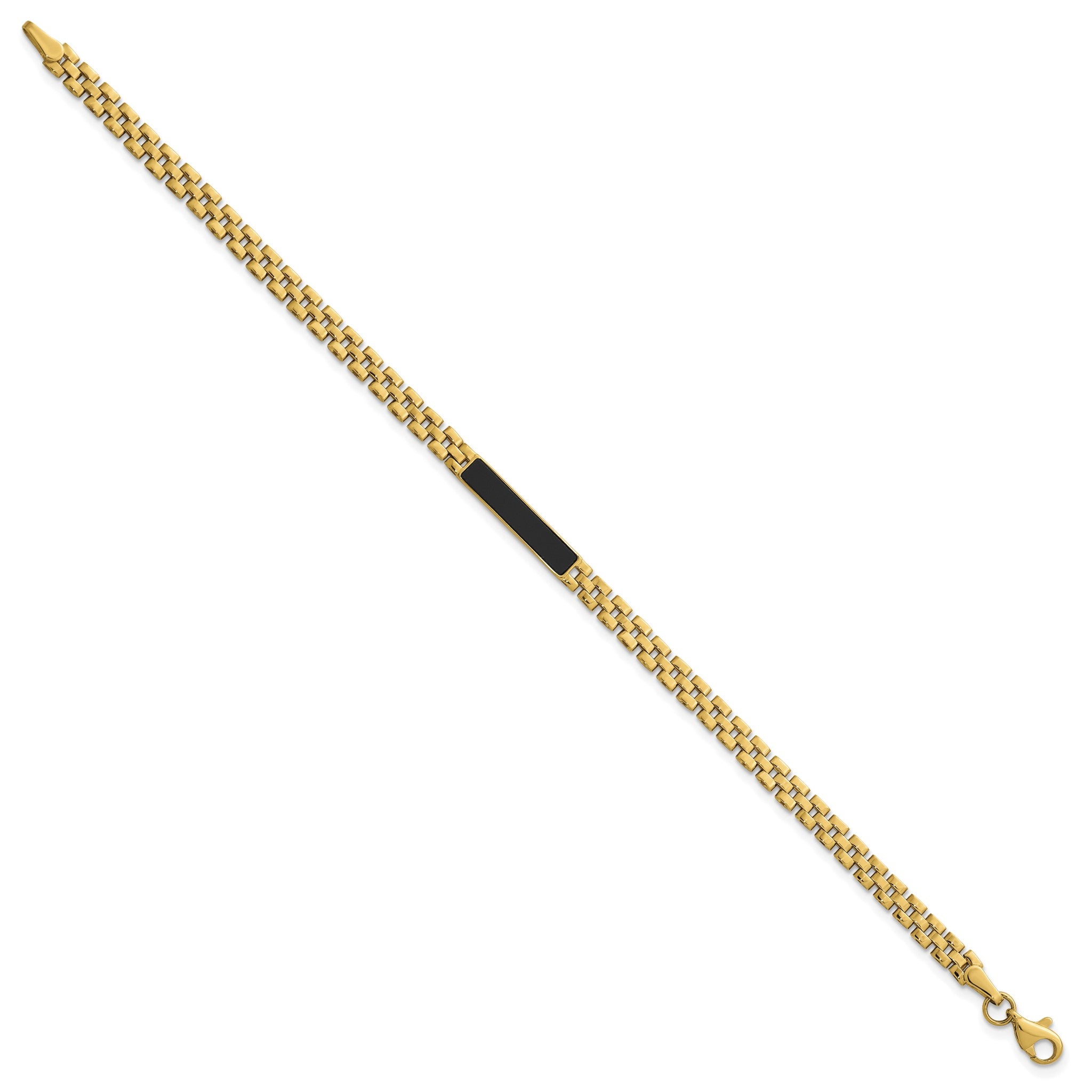 Onyx Bar Oyster Style Link Bracelet in 14K Yellow Gold, 7.2 Inch Secondary image