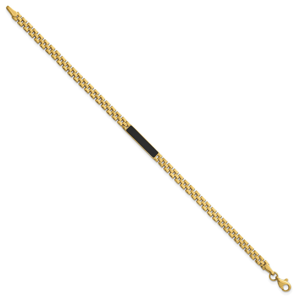Onyx Bar Oyster Style Link Bracelet in 14K Yellow Gold, 7.2 Inch - Sophia Jewelers