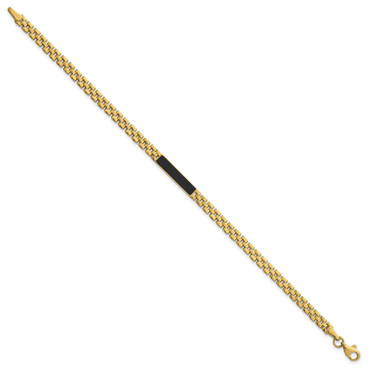 Onyx Bar Oyster Style Link Bracelet in 14K Yellow Gold, 7.2 Inch - Sophia Jewelers