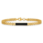 Onyx Bar Oyster Style Link Bracelet in 14K Yellow Gold, 7.2 Inch - Sophia Jewelers