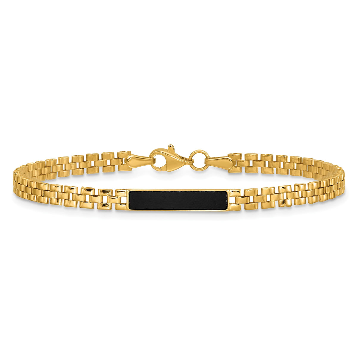 Onyx Bar Oyster Style Link Bracelet in 14K Yellow Gold, 7.2 Inch - Sophia Jewelers