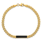 Onyx Bar Oyster Style Link Bracelet in 14K Yellow Gold, 7.2 Inch - Sophia Jewelers