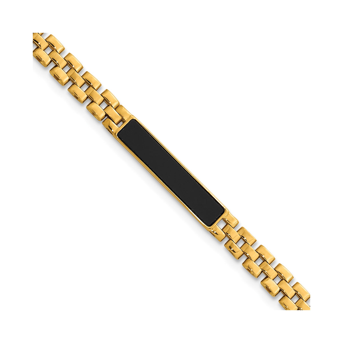 Onyx Bar Oyster Style Link Bracelet in 14K Yellow Gold, 7.2 Inch - Sophia Jewelers
