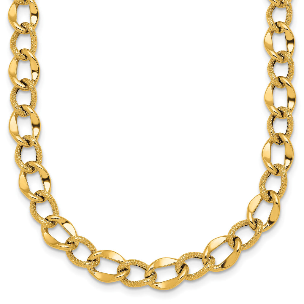 Link Necklace in 14K Yellow Gold, Textured - Sophia Jewelers