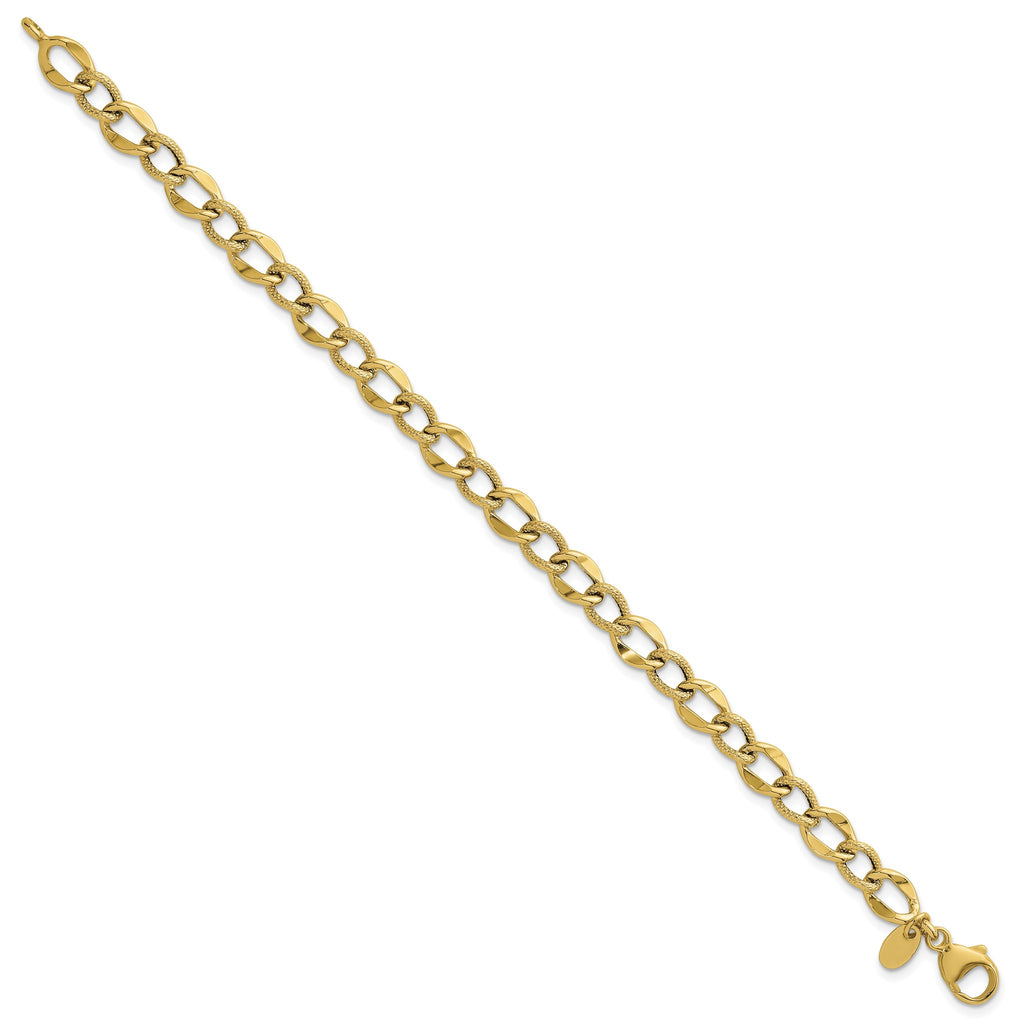 Link Necklace in 14K Yellow Gold, Textured - Sophia Jewelers