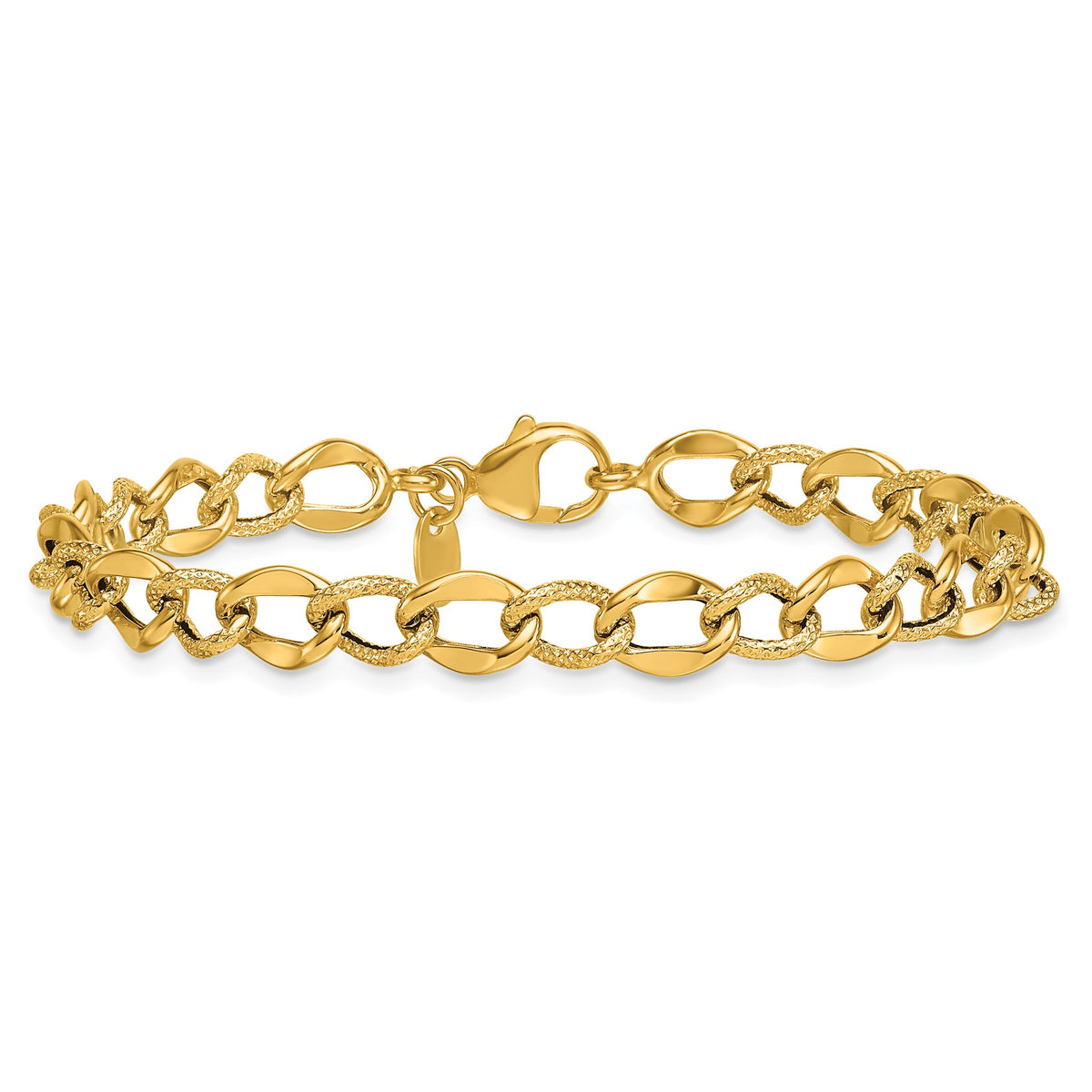 Link Necklace in 14K Yellow Gold, Textured - Sophia Jewelers