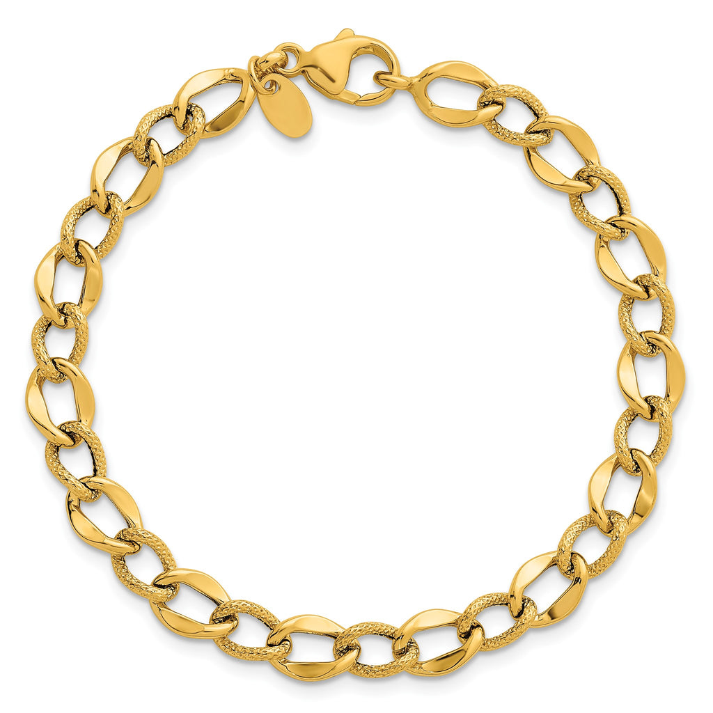 Link Necklace in 14K Yellow Gold, Textured - Sophia Jewelers