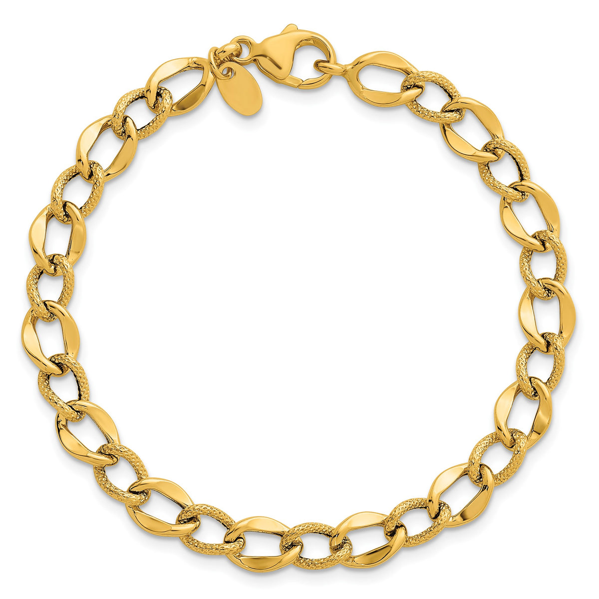 Link Necklace in 14K Yellow Gold, Textured - Sophia Jewelers