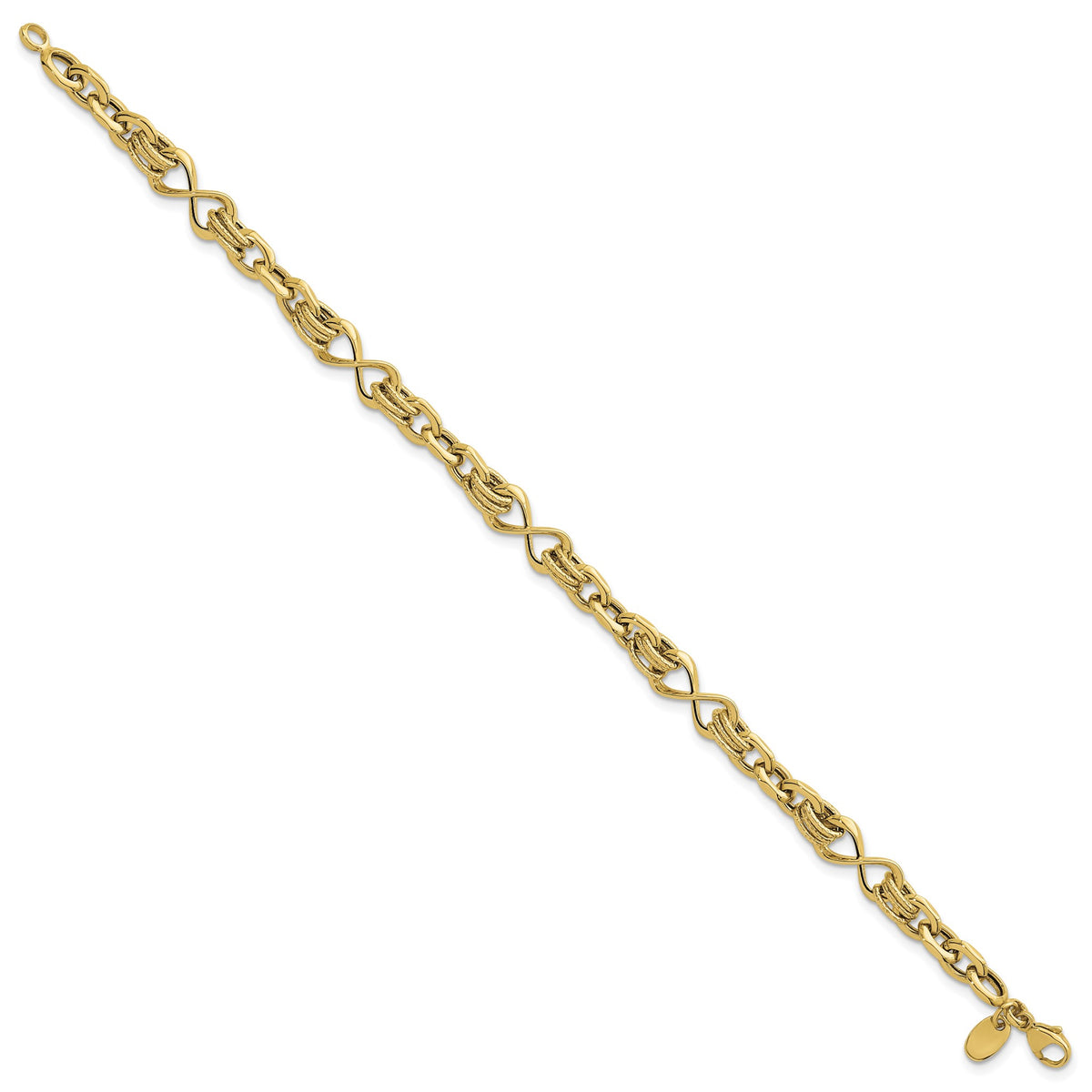 Infinity Fancy Link Necklace in 14K Yellow Gold, Textured - Sophia Jewelers