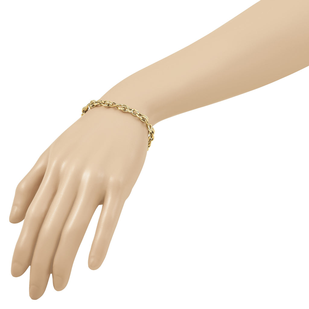 Infinity Fancy Link Necklace in 14K Yellow Gold, Textured - Sophia Jewelers