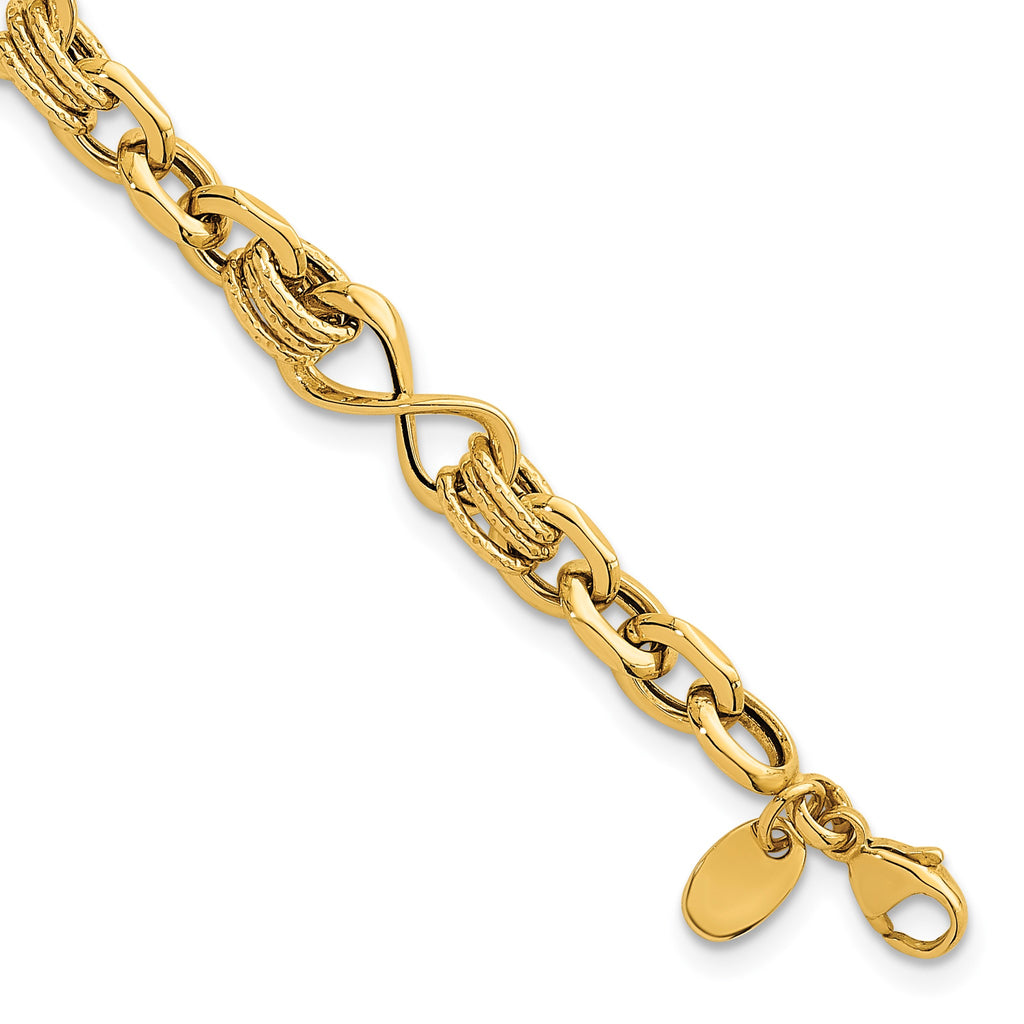 Infinity Fancy Link Necklace in 14K Yellow Gold, Textured - Sophia Jewelers
