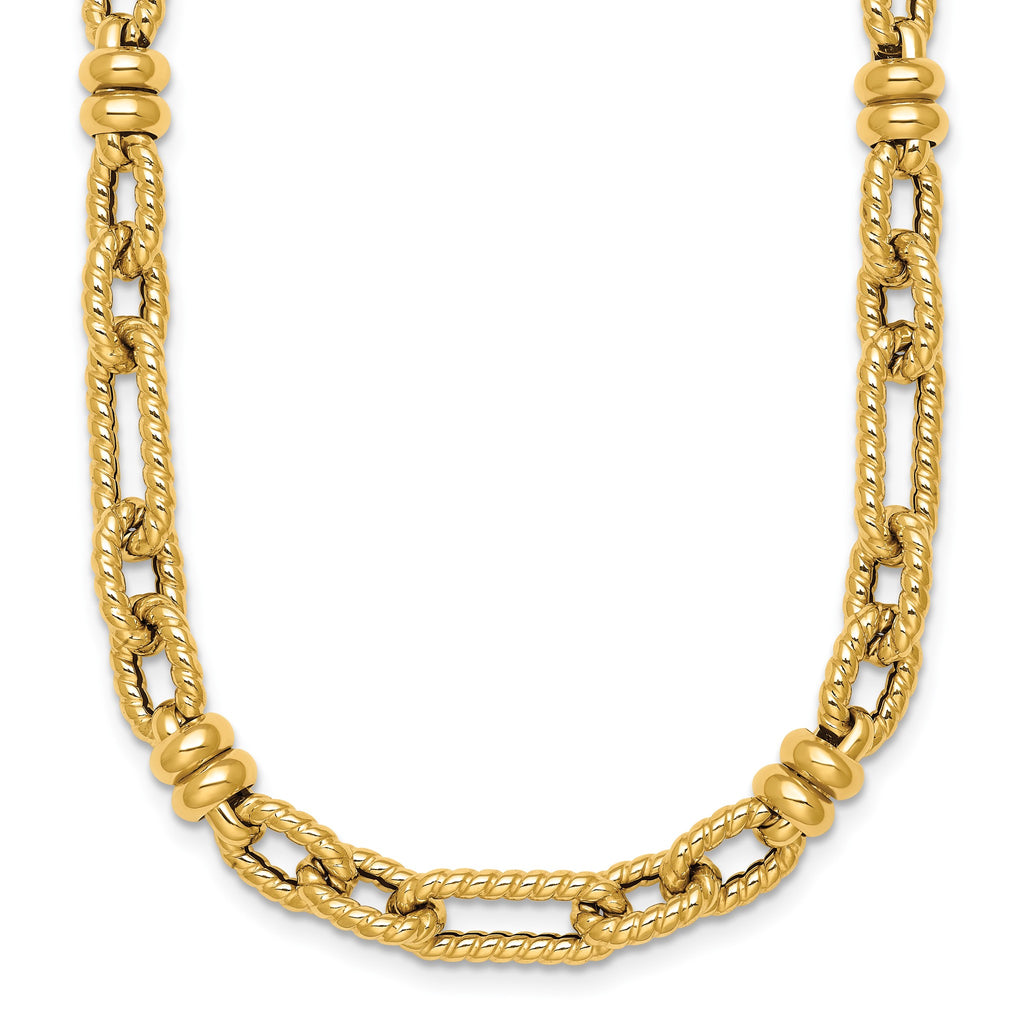 Fancy Link Necklace in 14K Yellow Gold, Textured - Sophia Jewelers