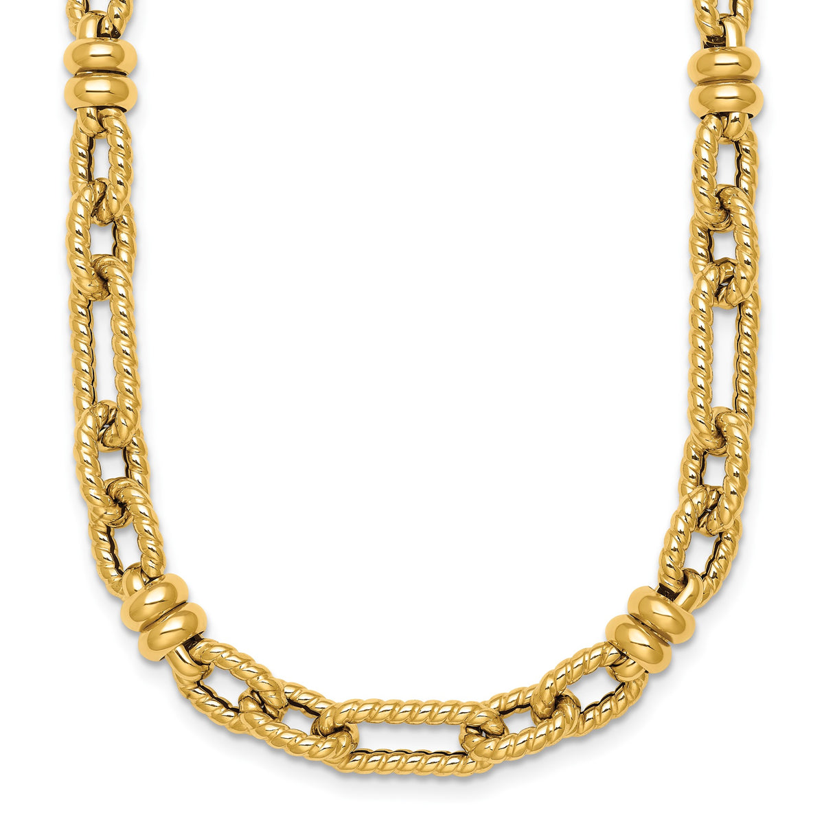 Fancy Link Necklace in 14K Yellow Gold, Textured - Sophia Jewelers