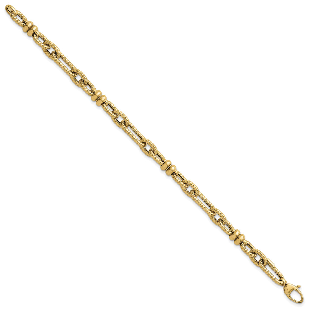 Fancy Link Necklace in 14K Yellow Gold, Textured - Sophia Jewelers