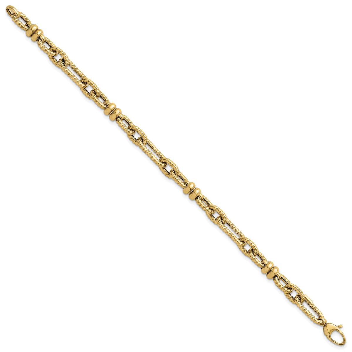 Fancy Link Necklace in 14K Yellow Gold, Textured - Sophia Jewelers