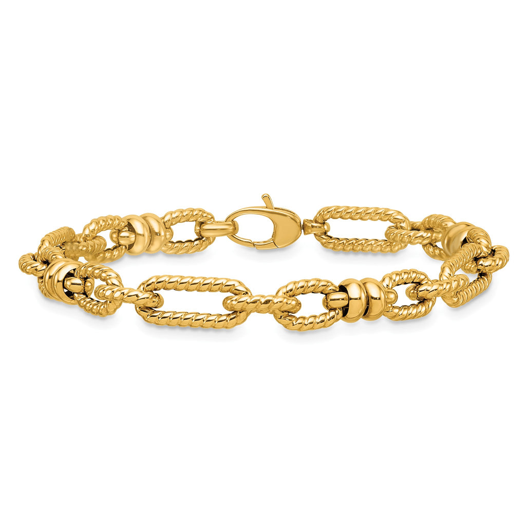 Fancy Link Necklace in 14K Yellow Gold, Textured - Sophia Jewelers