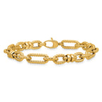 Fancy Link Necklace in 14K Yellow Gold, Textured - Sophia Jewelers