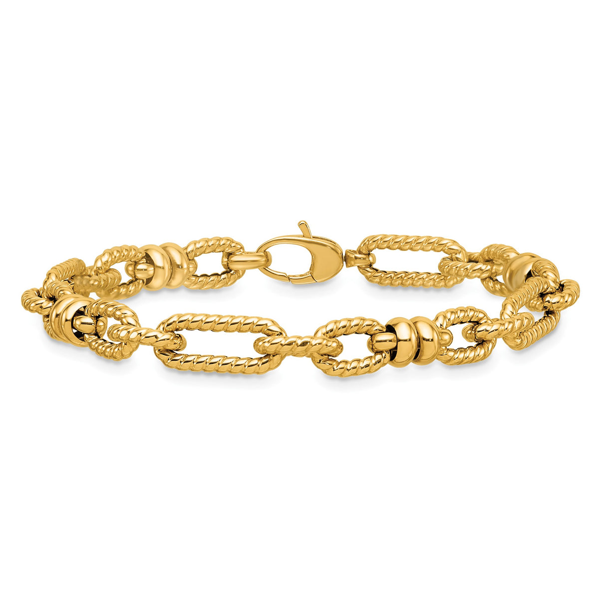 Fancy Link Necklace in 14K Yellow Gold, Textured - Sophia Jewelers