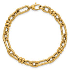 Fancy Link Necklace in 14K Yellow Gold, Textured - Sophia Jewelers