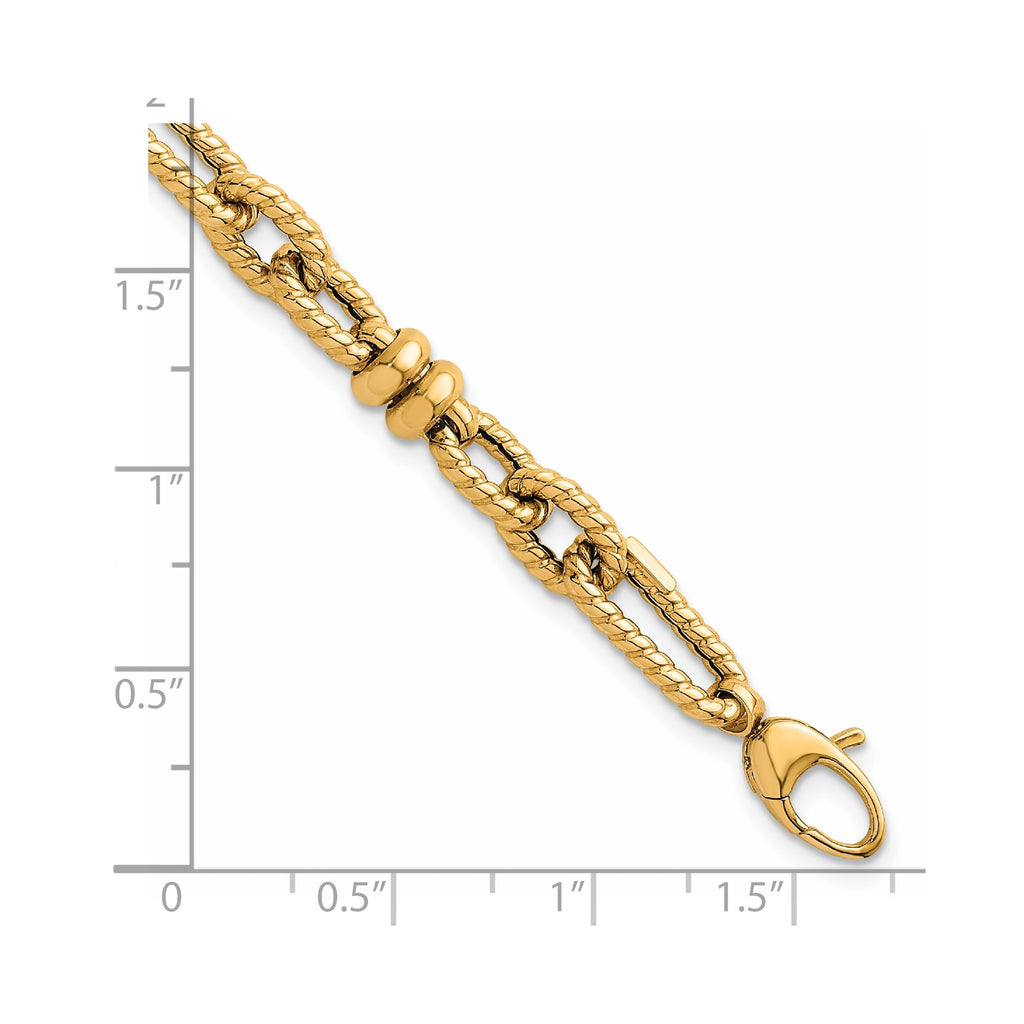Fancy Link Necklace in 14K Yellow Gold, Textured - Sophia Jewelers