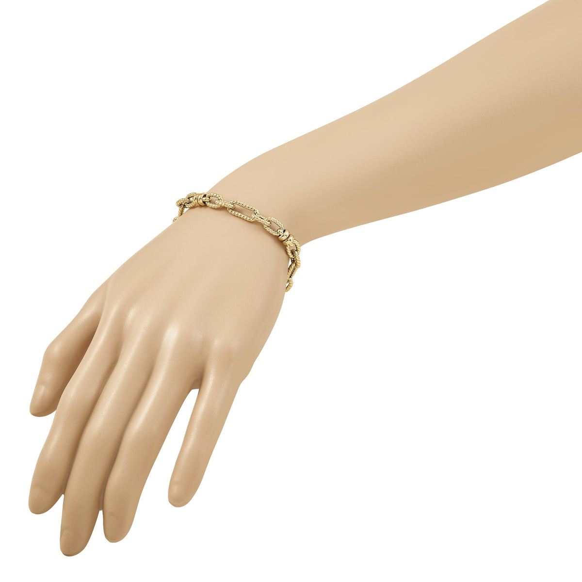 Fancy Link Necklace in 14K Yellow Gold, Textured - Sophia Jewelers