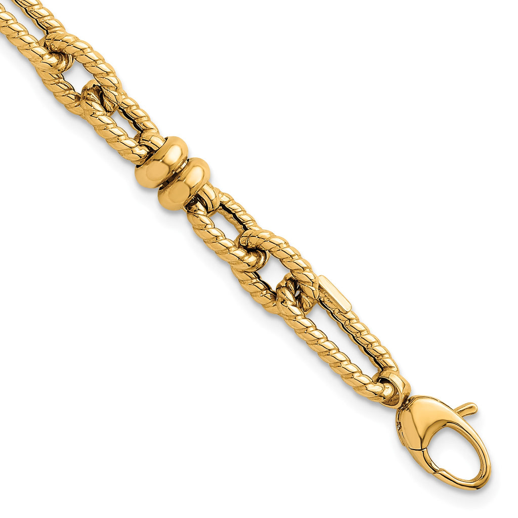Fancy Link Necklace in 14K Yellow Gold, Textured - Sophia Jewelers