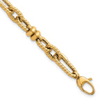 Fancy Link Necklace in 14K Yellow Gold, Textured - Sophia Jewelers
