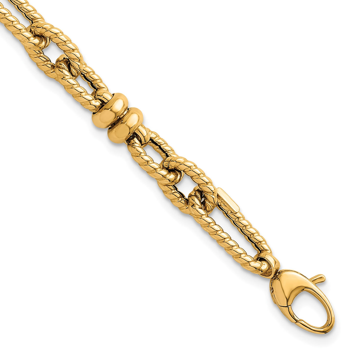 Fancy Link Necklace in 14K Yellow Gold, Textured - Sophia Jewelers
