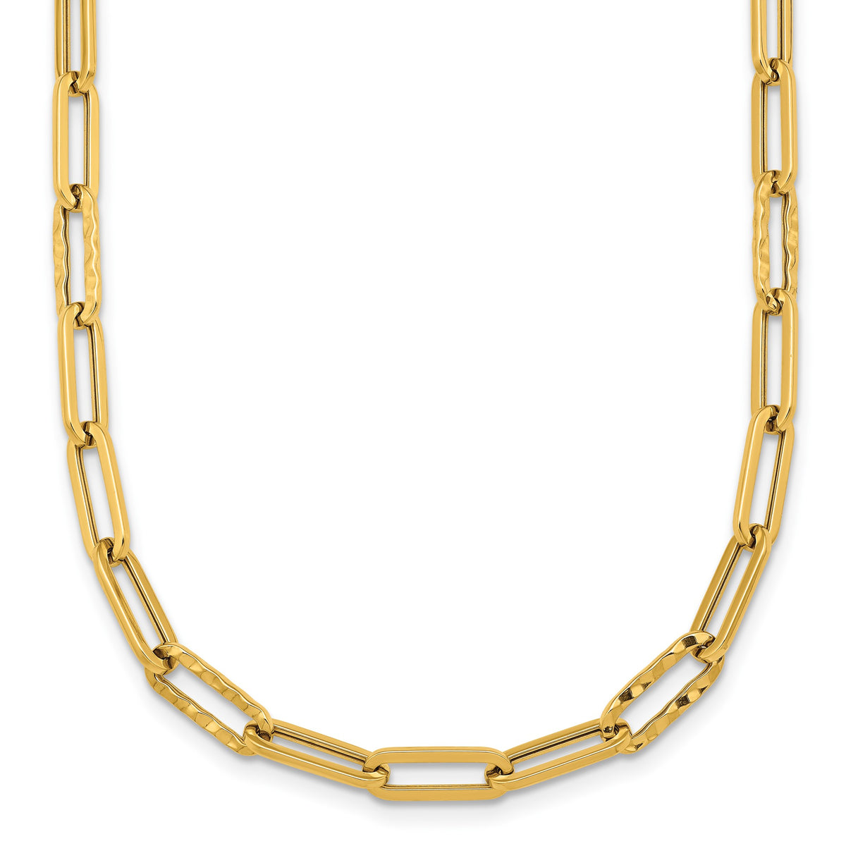 Paperclip Necklace in 14K Yellow Gold, Textured, 7.5–18 Inch - Sophia Jewelers Main image
