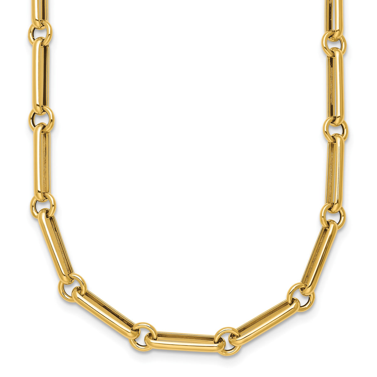 Paperclip and Rolo Link Necklace in 14K Yellow Gold - Sophia Jewelers