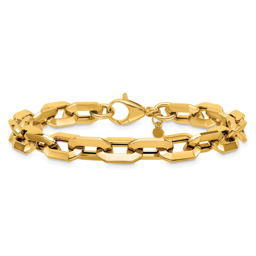 Fancy Rectangle Link Bracelet in 14K Yellow Gold, 8mm - Sophia Jewelers