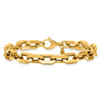 Fancy Rectangle Link Bracelet in 14K Yellow Gold, 8mm - Sophia Jewelers