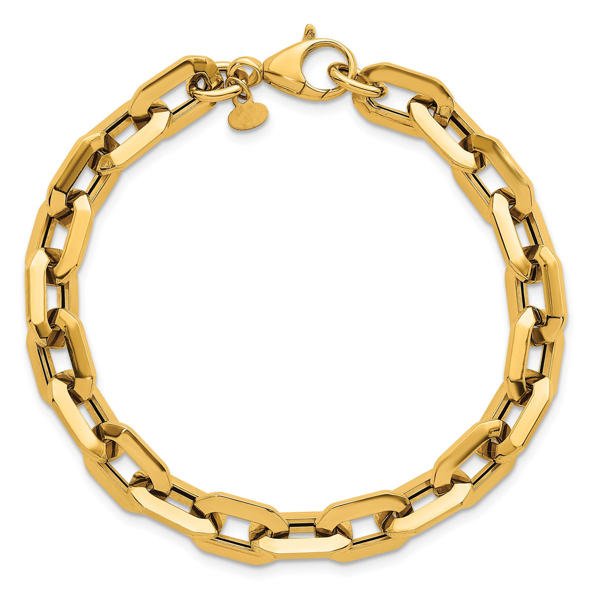 Fancy Rectangle Link Bracelet in 14K Yellow Gold, 8mm - Sophia Jewelers