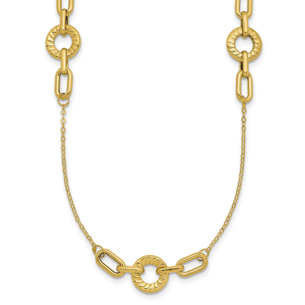 Mixed Link Necklace in 14K Yellow Gold, Textured - Sophia Jewelers
