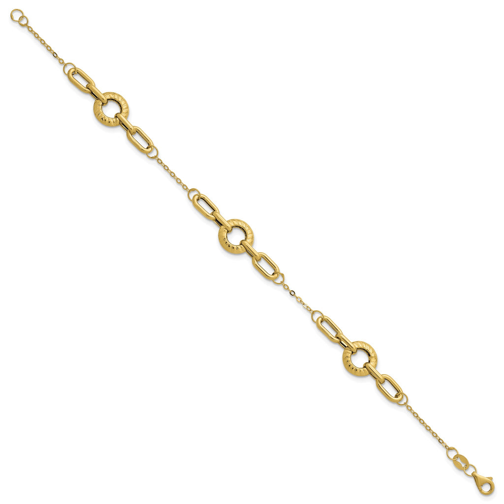 Mixed Link Necklace in 14K Yellow Gold, Textured - Sophia Jewelers