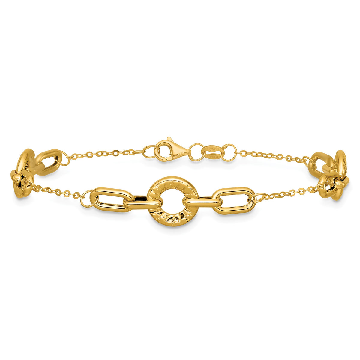 Mixed Link Necklace in 14K Yellow Gold, Textured - Sophia Jewelers