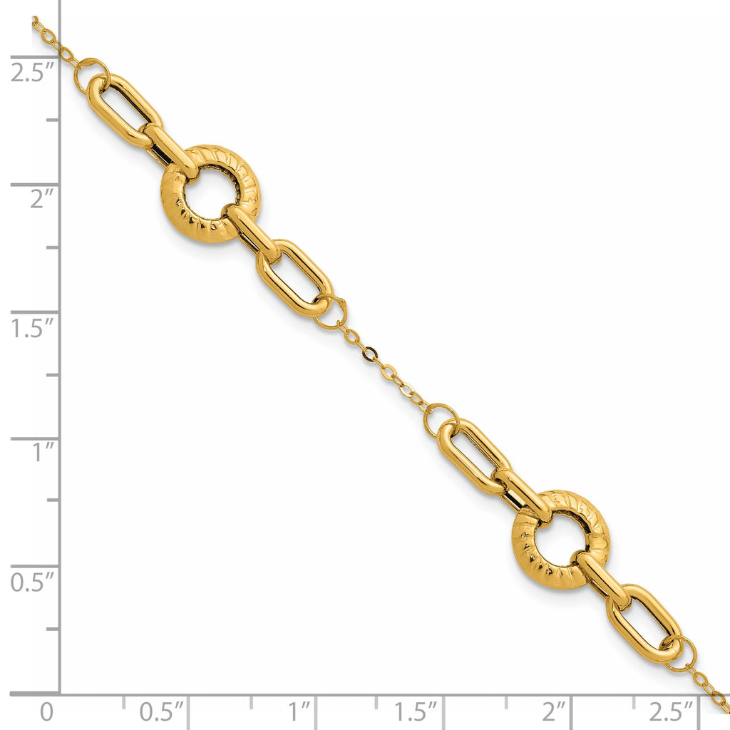 Mixed Link Necklace in 14K Yellow Gold, Textured - Sophia Jewelers