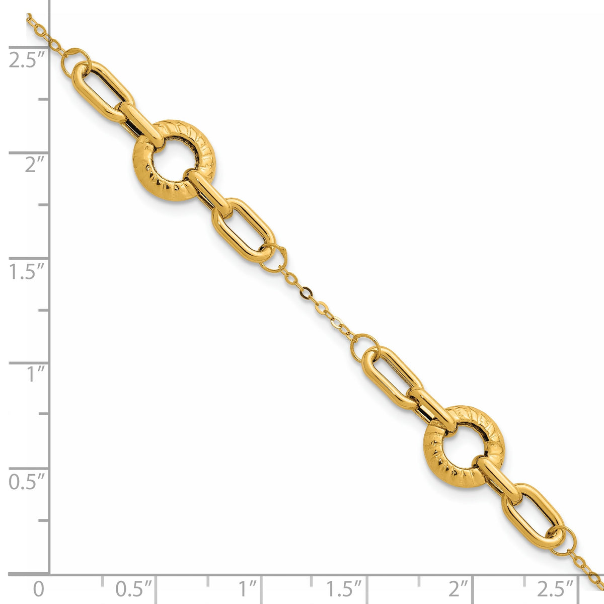 Mixed Link Necklace in 14K Yellow Gold, Textured - Sophia Jewelers
