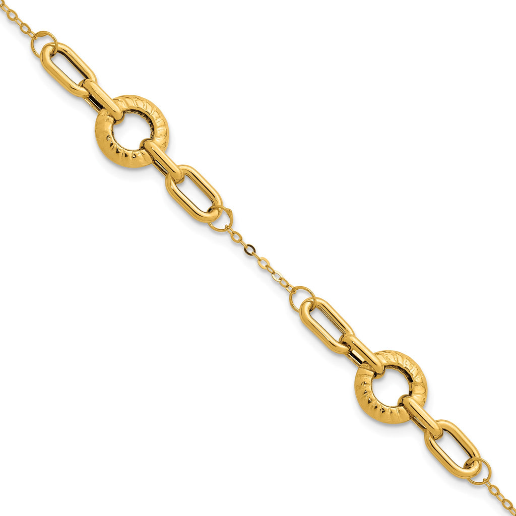 Mixed Link Necklace in 14K Yellow Gold, Textured - Sophia Jewelers