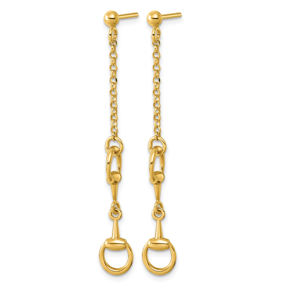 Stirrup Link Dangle Earrings in 14K Yellow Gold - Sophia Jewelers
