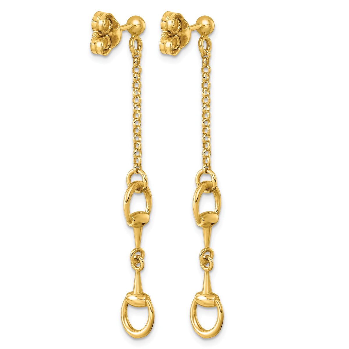Stirrup Link Dangle Earrings in 14K Yellow Gold - Sophia Jewelers