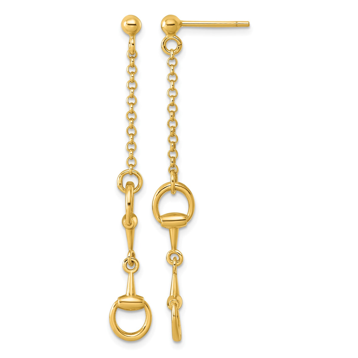 Stirrup Link Dangle Earrings in 14K Yellow Gold - Sophia Jewelers