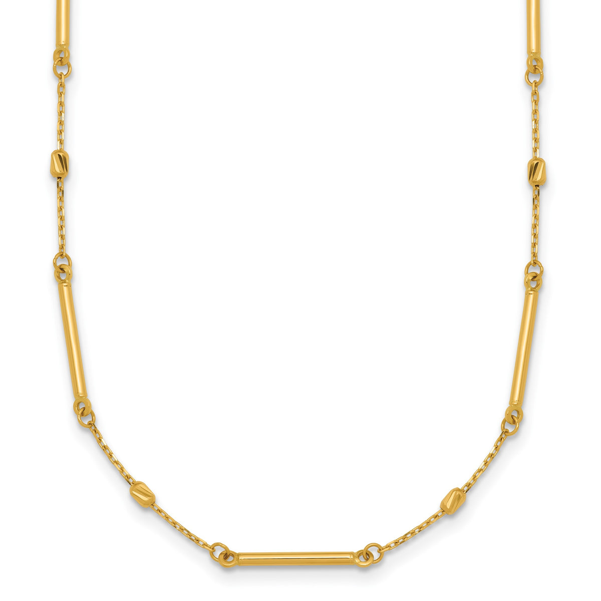 Bars and Diamond-Cut Beads Necklace in 14K Yellow Gold, 18 Inch - Sophia Jewelers